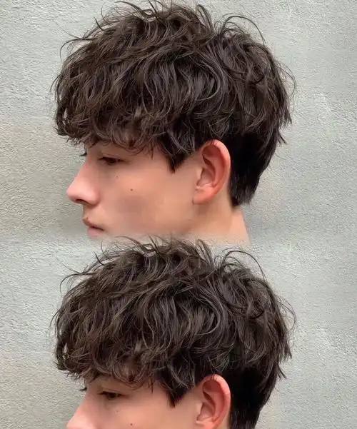 男士短发卷卷也很好看#男生卷发 #烫发造