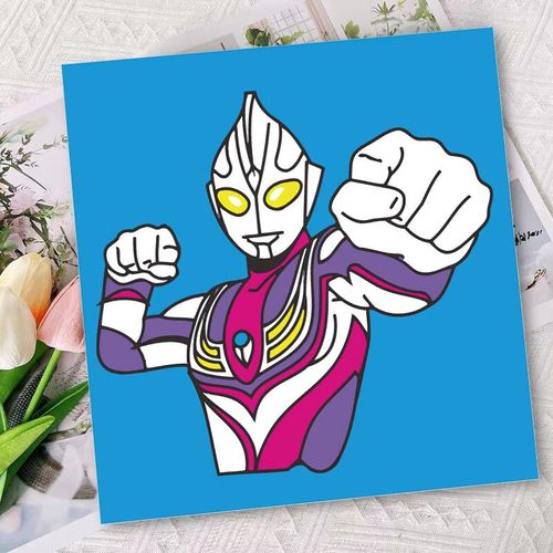 手绘填充涂色画油彩画 h1207奥特曼 实木内框 20*20(彩色画板 默认发