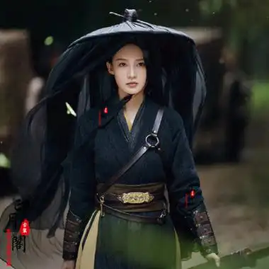 影视魏晋唐朝宋朝明制女士汉服黑色女侠古装蒙面黑衣人刺客夜行民族