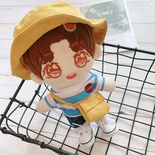 黄明昊娃娃公仔justin毛绒q版应援换装玩具人形周边玩偶 浅棕头发乖乖