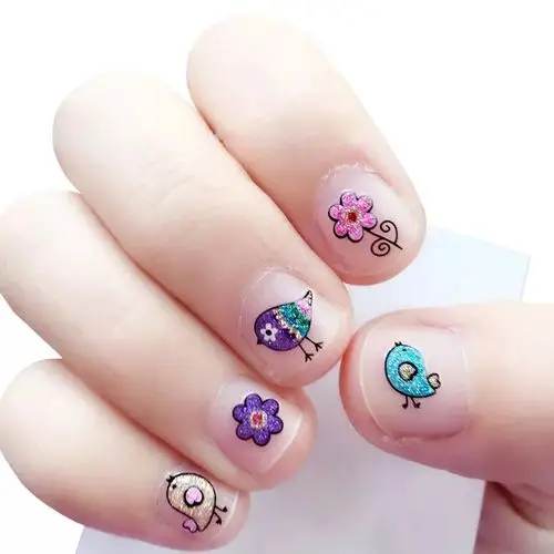 儿童卡通指甲贴纸 韩国女孩3d闪亮美甲贴 幼儿园宝宝贴纸礼物防水