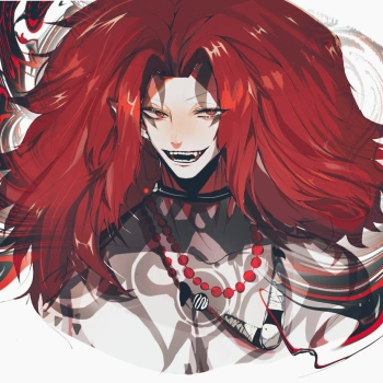 摸鱼_阴阳师鬼王酒吞童子平涂日系我要上首推头像同人绘画作品