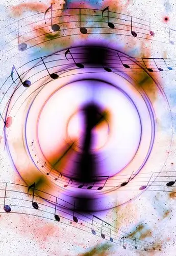 音频音乐扬声器和注意.宇宙的空间和星星,蓝色宇宙的抽象背景