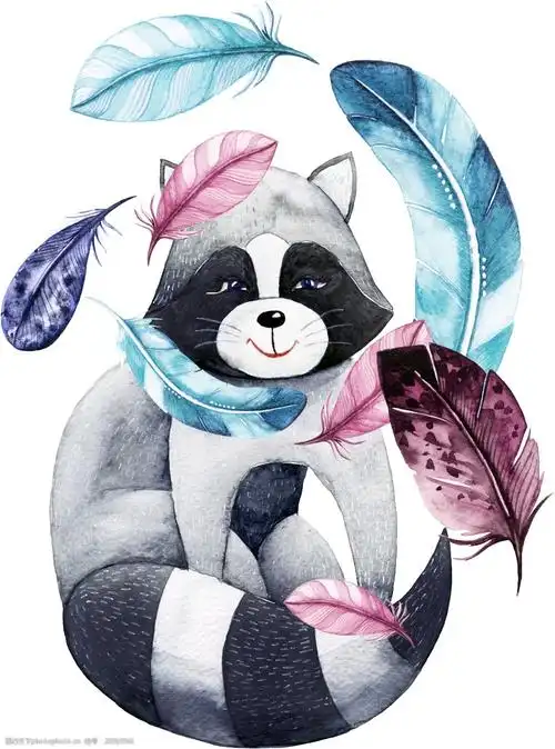 手绘动物卡通水彩精美透明素材