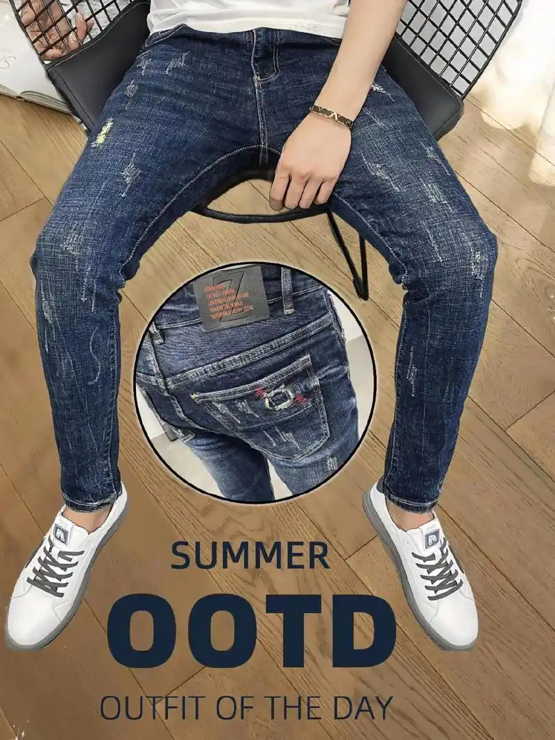 复古韩版小脚牛仔裤