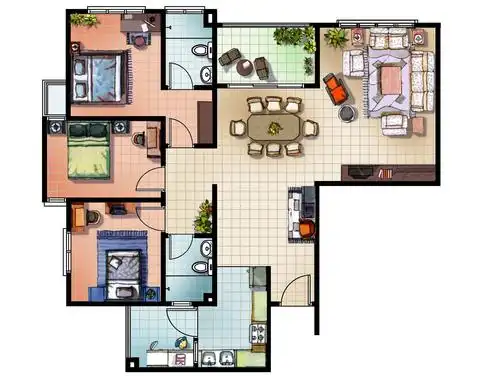 三房两厅要想住得舒坦,可能需要120平