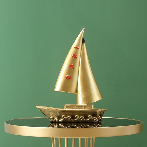 家小博一帆风顺帆船新中式轻奢摆件高端玄关柜餐边柜酒柜书柜软装装饰