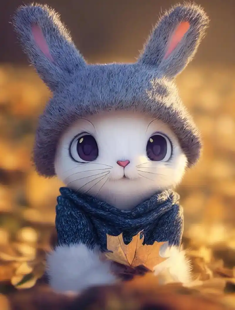 可爱的小兔子壁纸系列三,灰蓝色系列,48张无水印