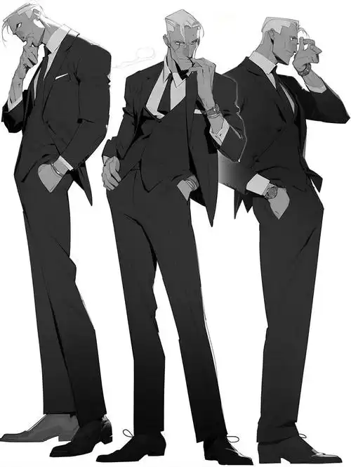 绘画素材1000西装革履男士服装参考合集