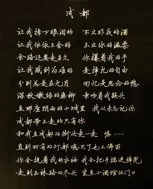 手写歌词赵雷的成都直击心扉的好歌