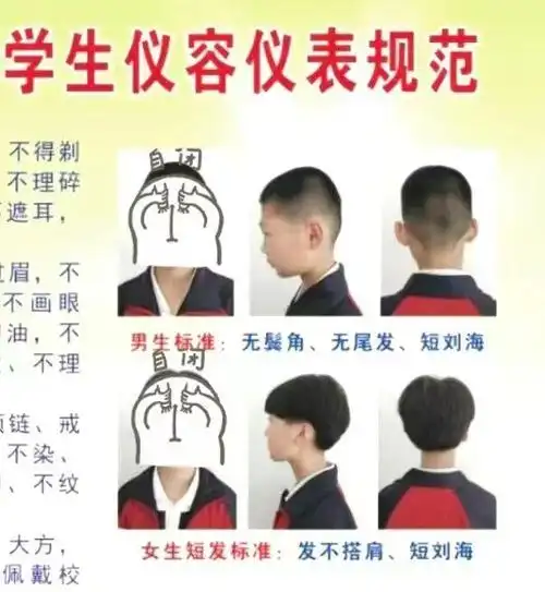 全国中学生统一发型女孩鲶鱼须男孩微分碎盖