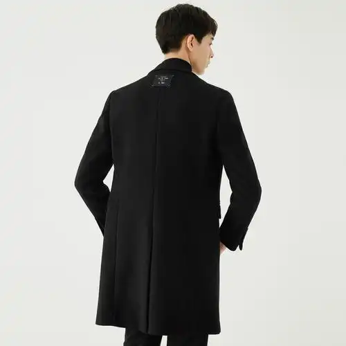 gxg男装冬季男士时尚流行帅气青年韩版黑色外套羊毛长款大衣男