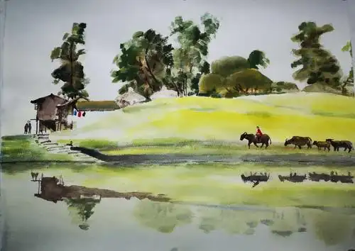 梁策水彩风景画集锦