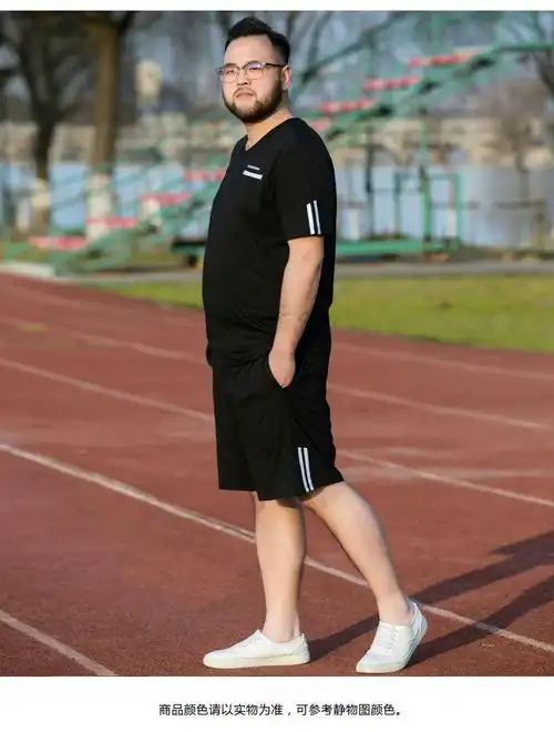 男短袖薄款加肥加大宽松半袖t恤中年胖子短裤夏季特大码运动套装