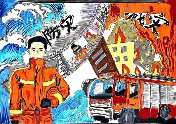 "童心画安全"防灾减灾绘画征集大赛作品展播(一)_画笔_少儿_佟馨瑶
