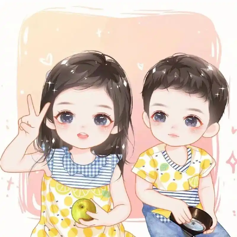 超萌姐弟头像|卡通手绘儿童|萌娃头像|绘画