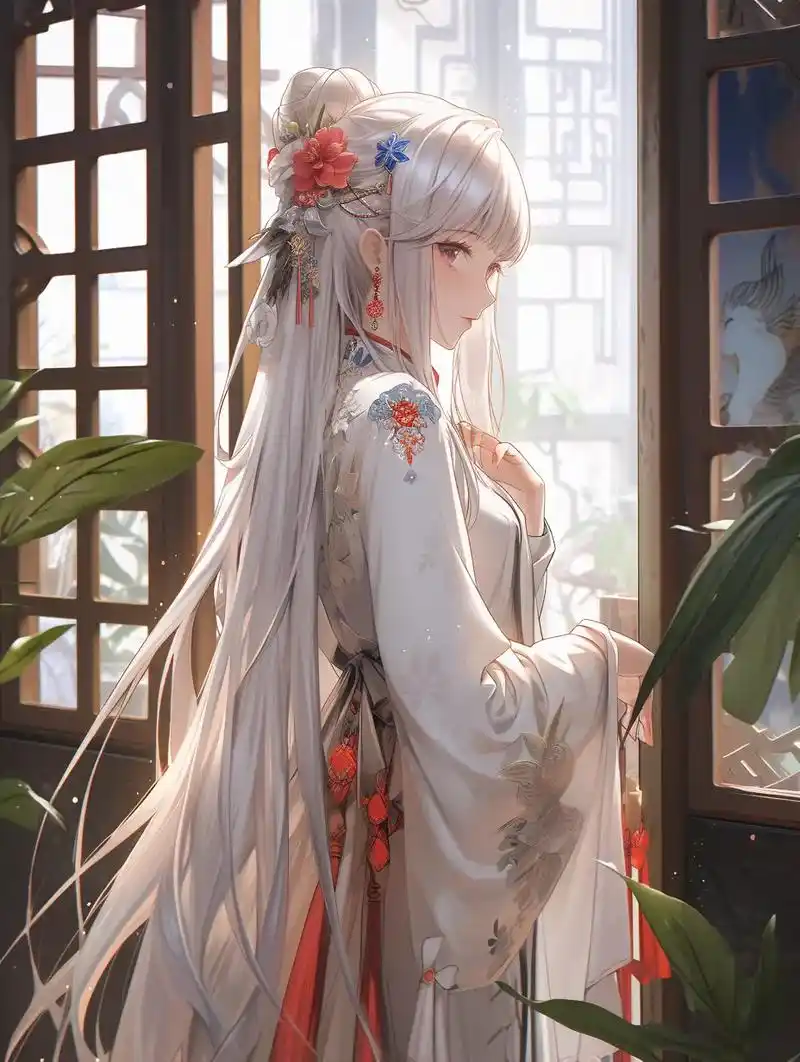 白发古风女生头像.#ai绘画 #古风头像 #国风插画 #动漫 - 抖音