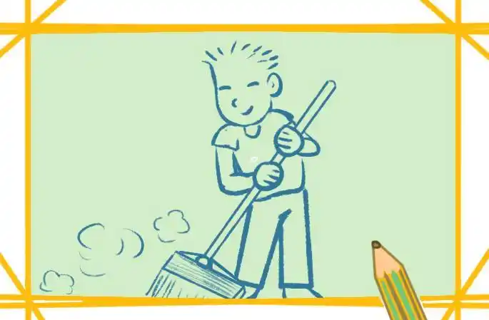打扫卫生的人物简笔画