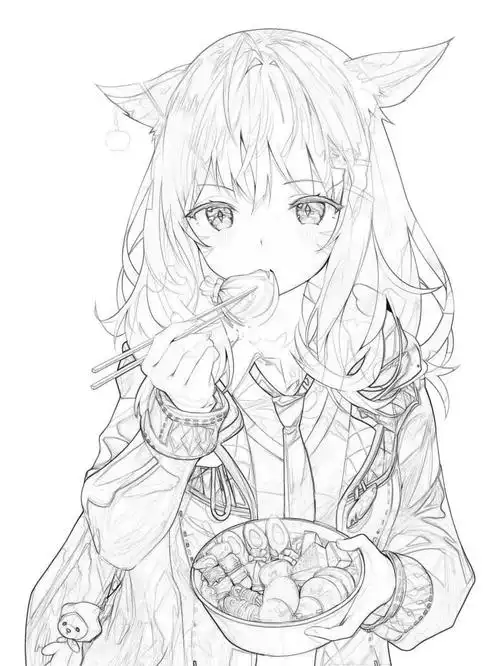 整体难度不大,二次元动漫线稿更容易临摹,根据你们的需要抱图~不多说