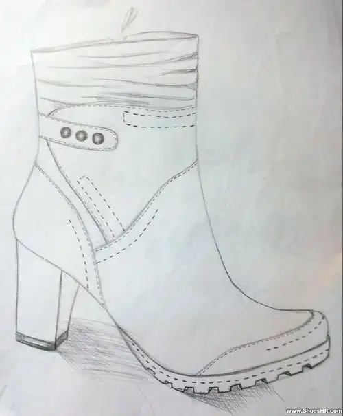 作品描述:靴子,运用粗线来表现总体的卖点,适宜亚光一点的皮料