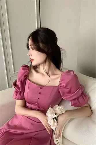 网红女装轻熟风连衣裙2021时尚韩复古收腰显瘦洋气质白色裙子