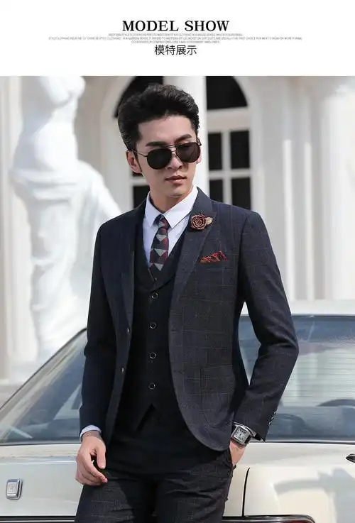 罗蒙官方精品新郎结婚礼服男士西服套装修身商务西装伴郎服职业正装