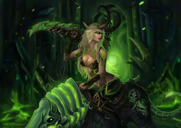 魔兽国外画家女恶魔猎手作品欣赏:双刃既是力量