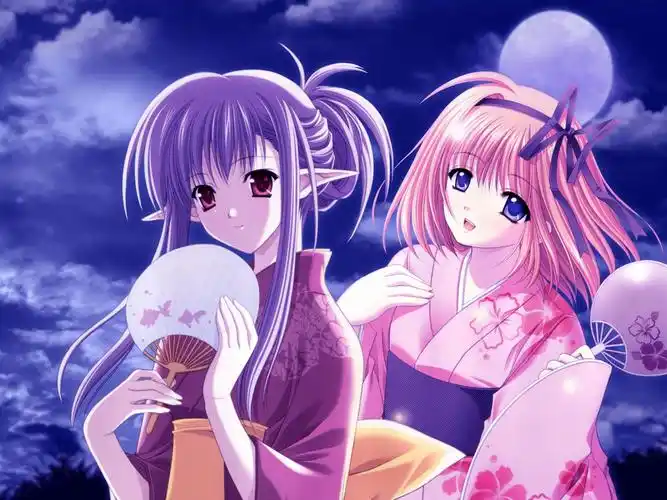 两个动漫女孩和服