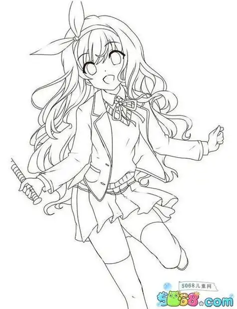 漫画人物简笔画少女古装卡通动漫女孩简笔画-可爱的美少女动漫人物美
