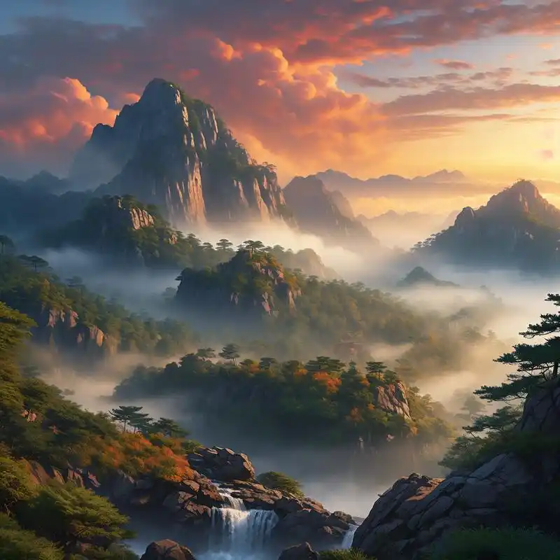 9015 山峰之巅,云雾缭绕,仿佛踏入仙境.