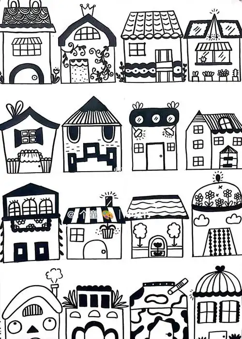 画个简笔画  #素材  #创意儿童画  #万物皆可画  #房子简笔画 #临摹