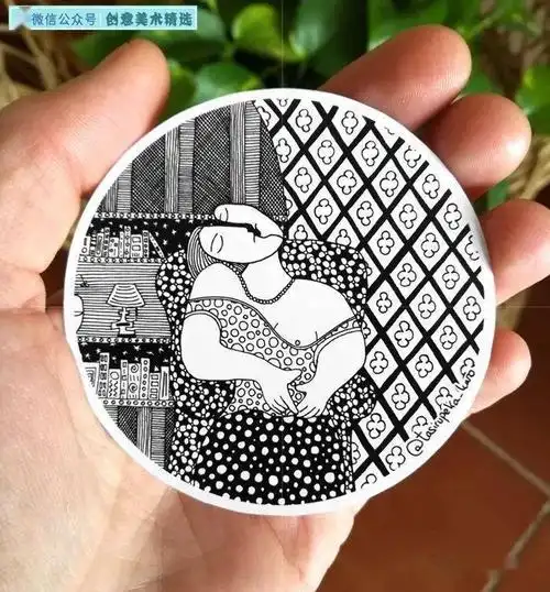 20张圆形构图创意线描作品感受世界名画的另类装饰美感