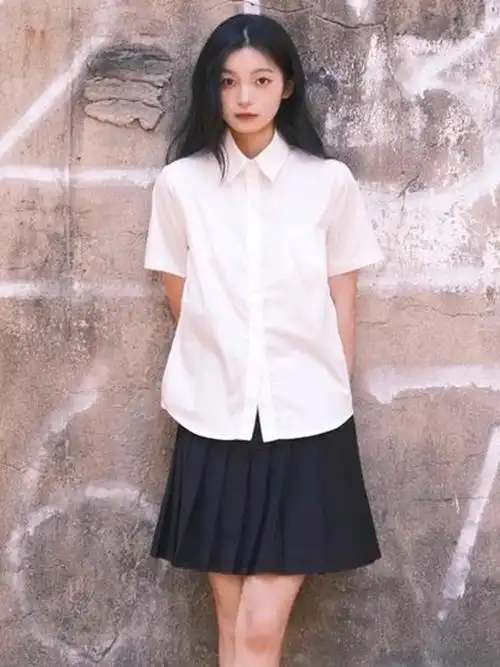 jk白衬衫女夏基础款短袖百搭气质上衣日系学院风学生校服班服衬衣