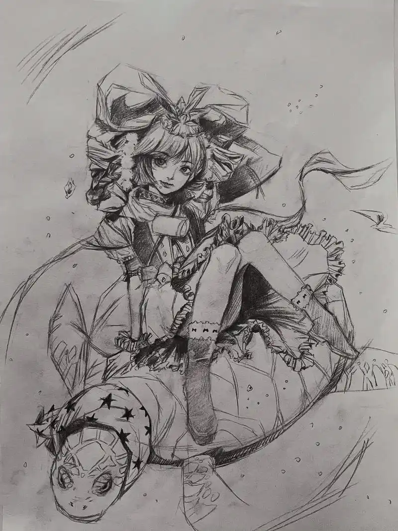 临摹 #绘画过程图 #铅笔稿 #动漫人物绘画 #手绘 - 抖音