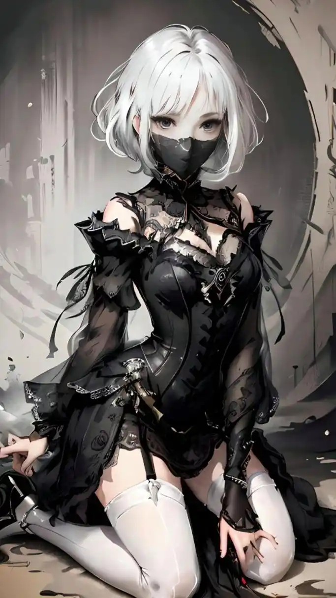 二次元动漫美女黑色系天使