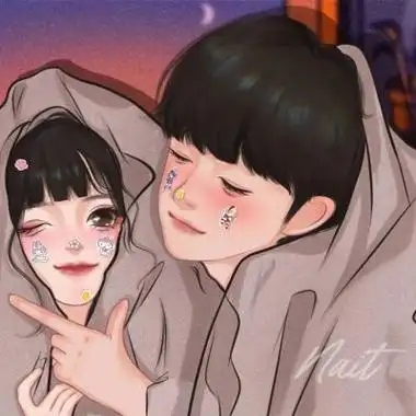 一男一女高质量可爱手绘情侣头像 最近很火的一对优质微信情头