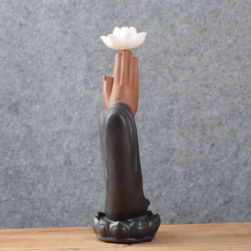 双手合十佛手摆件禅意莲花客厅电视壁柜办公桌摆件