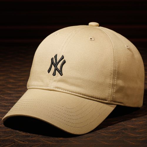 韩国jvuΑmlb帽子卡其色黑标软顶小标ny洋基队棒球帽男女la鸭舌帽