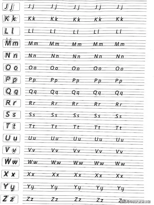 衡水体书写练习指导,26个英文字母书写规范技巧!