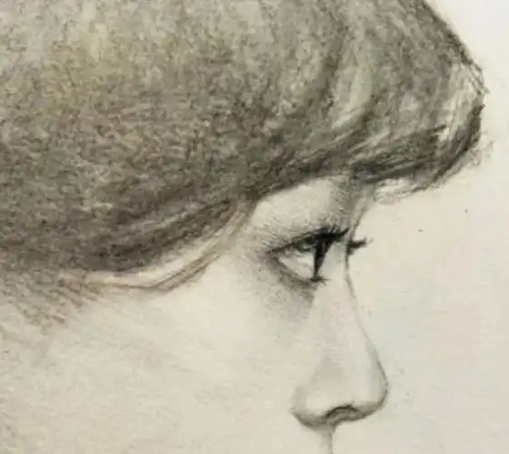 侧颜可爱女生素描绘画过程