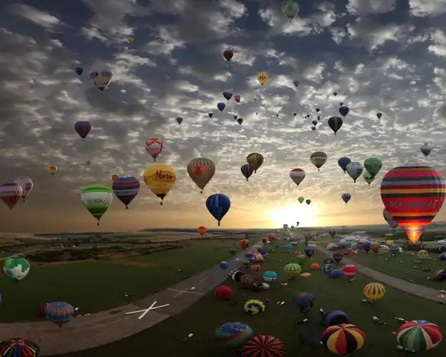 交通工具,热气球,自然,风景,云(hot air balloons,landscape,clouds)