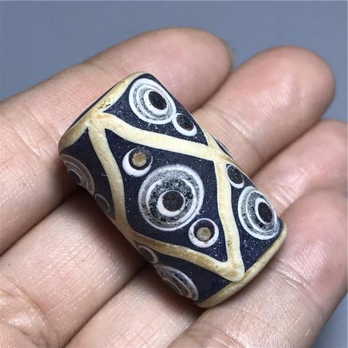 古玩古董复古老包浆宝石蓝古法老琉璃蜻蜓眼转运珠配珠老物件收藏