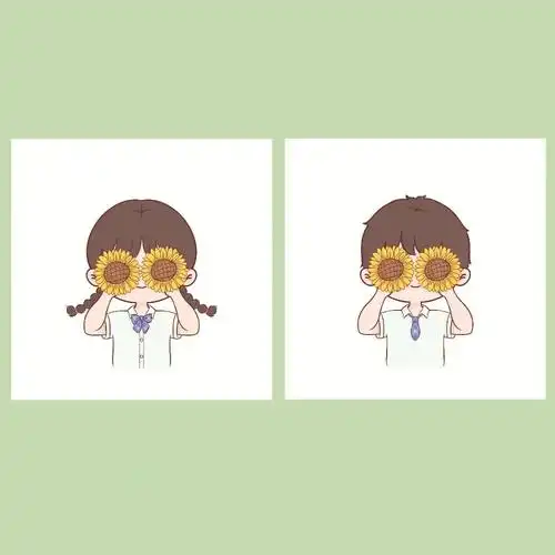 头像约稿  #情侣头像  #卡通头像  #向日葵