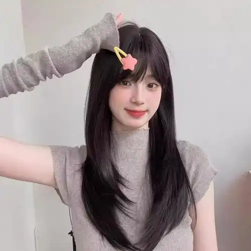 许昌假发女网红日常lolita斜刘海jk圆脸日系显白内扣全头套假发