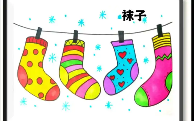 《袜子》儿童画,天冷注意保暖哦#简笔画#儿童画少儿美术