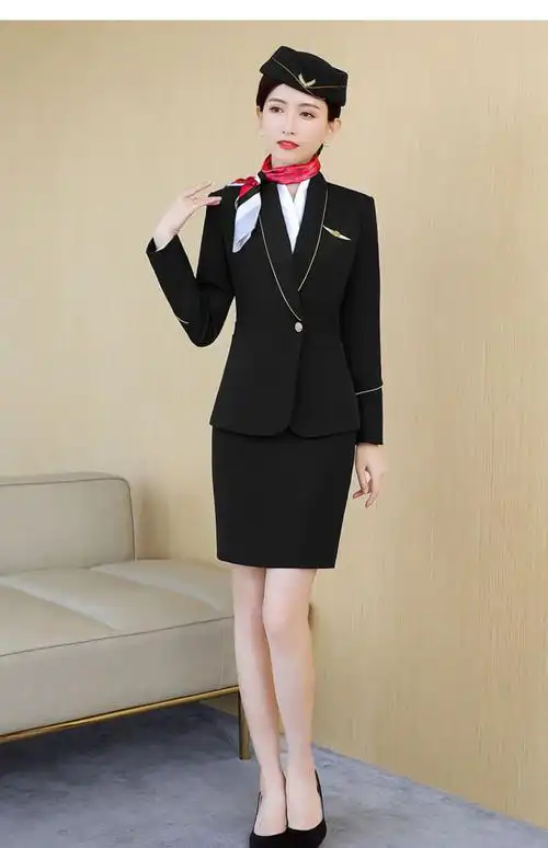 国航空姐制服秋冬长袖南航东航海航职业装酒店前台马夹套装高铁乘务员
