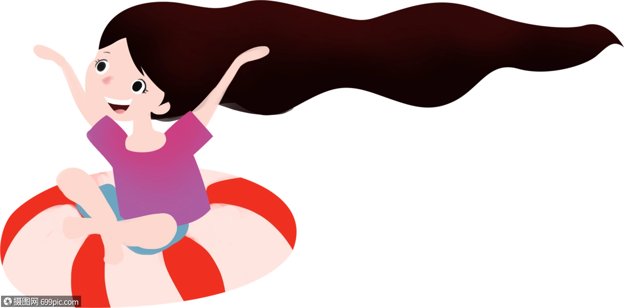 游泳少女女孩卡通人物