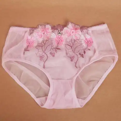 迷瞳性感时尚精致刺绣低腰三角女底裤内裤女士内裤3232 粉色 均码