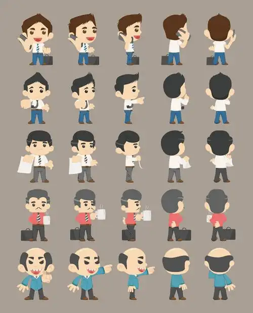 各个角度的卡通人物图片素材