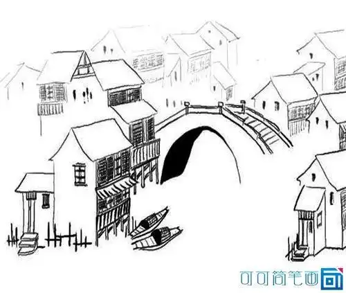 江南建筑简笔画画家